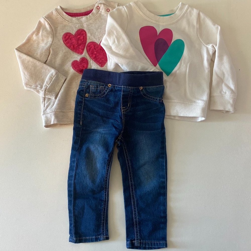 3Pc Cat & Jack Heart Graphic Fall Outfit